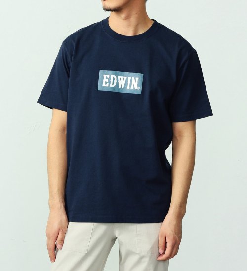 EDWIN(エドウイン)のボックスロゴプリントTシャツ【アウトレット店舗・WEB限定】|トップス/Tシャツ/カットソー/メンズ|ネイビー