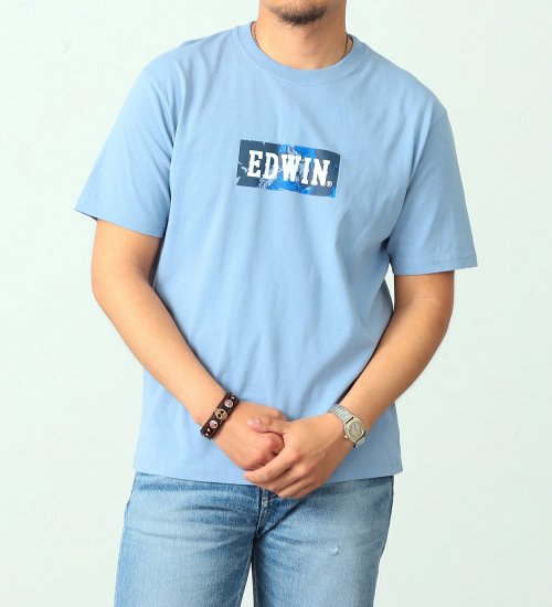 EDWIN(エドウイン)のボックスロゴプリントTシャツ【アウトレット店舗・WEB限定】|トップス/Tシャツ/カットソー/メンズ|ライトブルー