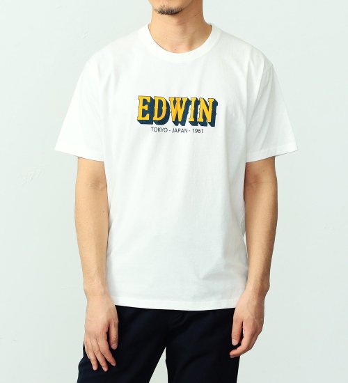 EDWIN(エドウイン)の【ポイントアップ対象】カレッジロゴプリントTシャツ【アウトレット店舗・WEB限定】|トップス/Tシャツ/カットソー/メンズ|ホワイト