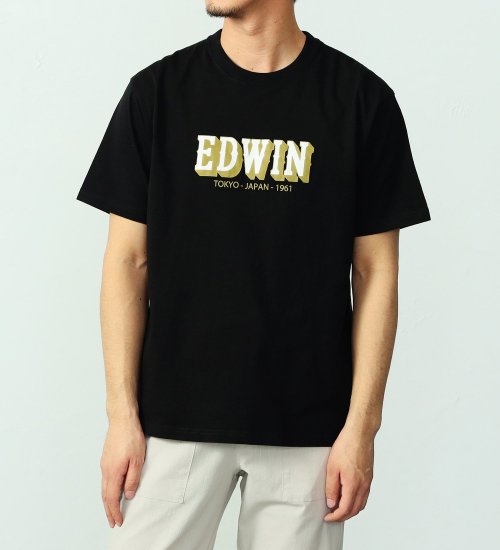 EDWIN(エドウイン)のカレッジロゴプリントTシャツ【アウトレット店舗・WEB限定】|トップス/Tシャツ/カットソー/メンズ|ブラック