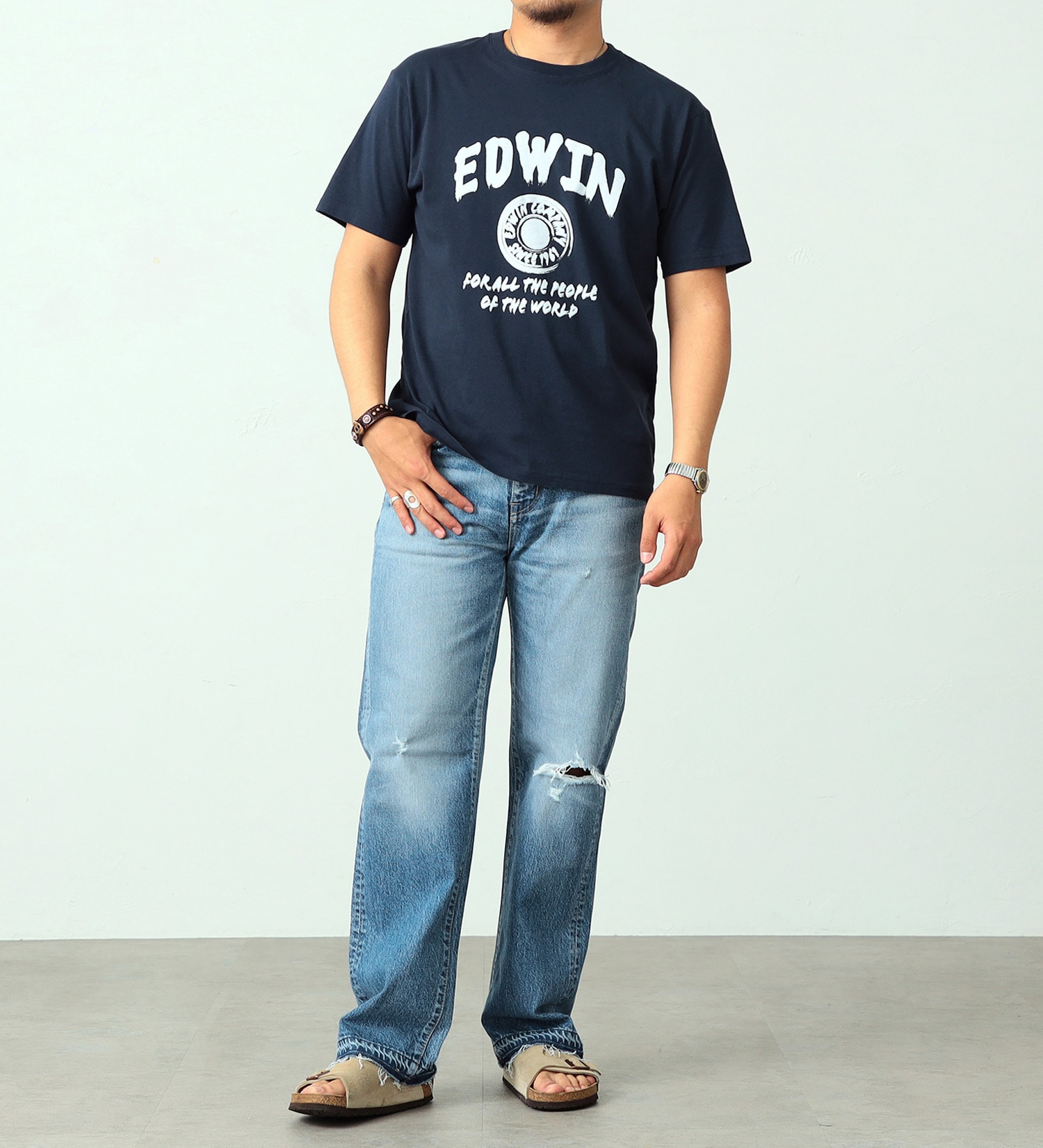 EDWIN(エドウイン)のロゴプリント半袖Tシャツ【アウトレット店舗・WEB限定】|トップス/Tシャツ/カットソー/メンズ|ネイビー