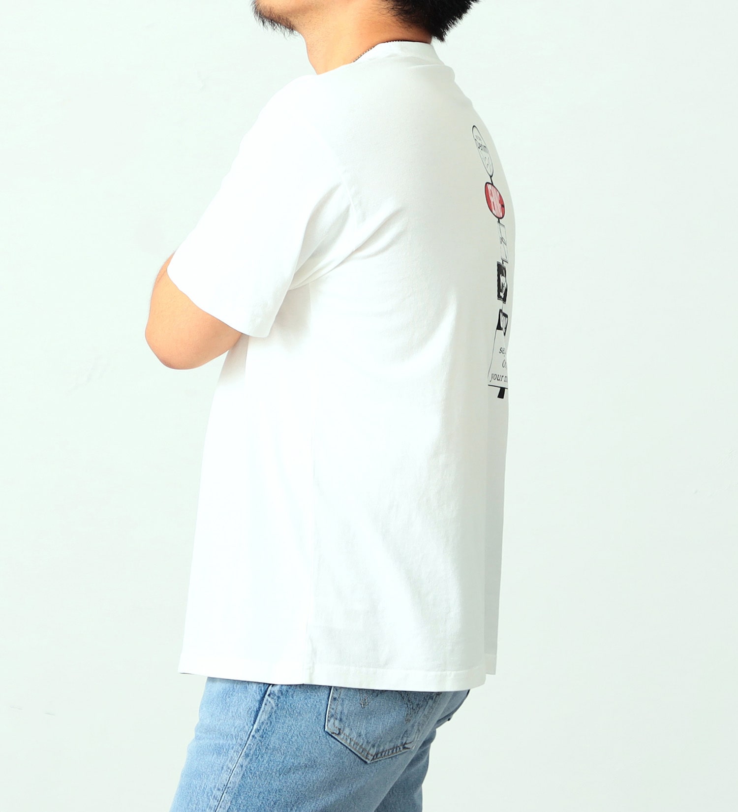EDWIN(エドウイン)のイラストバックプリントTシャツ【アウトレット店舗・WEB限定】|トップス/Tシャツ/カットソー/メンズ|ホワイト