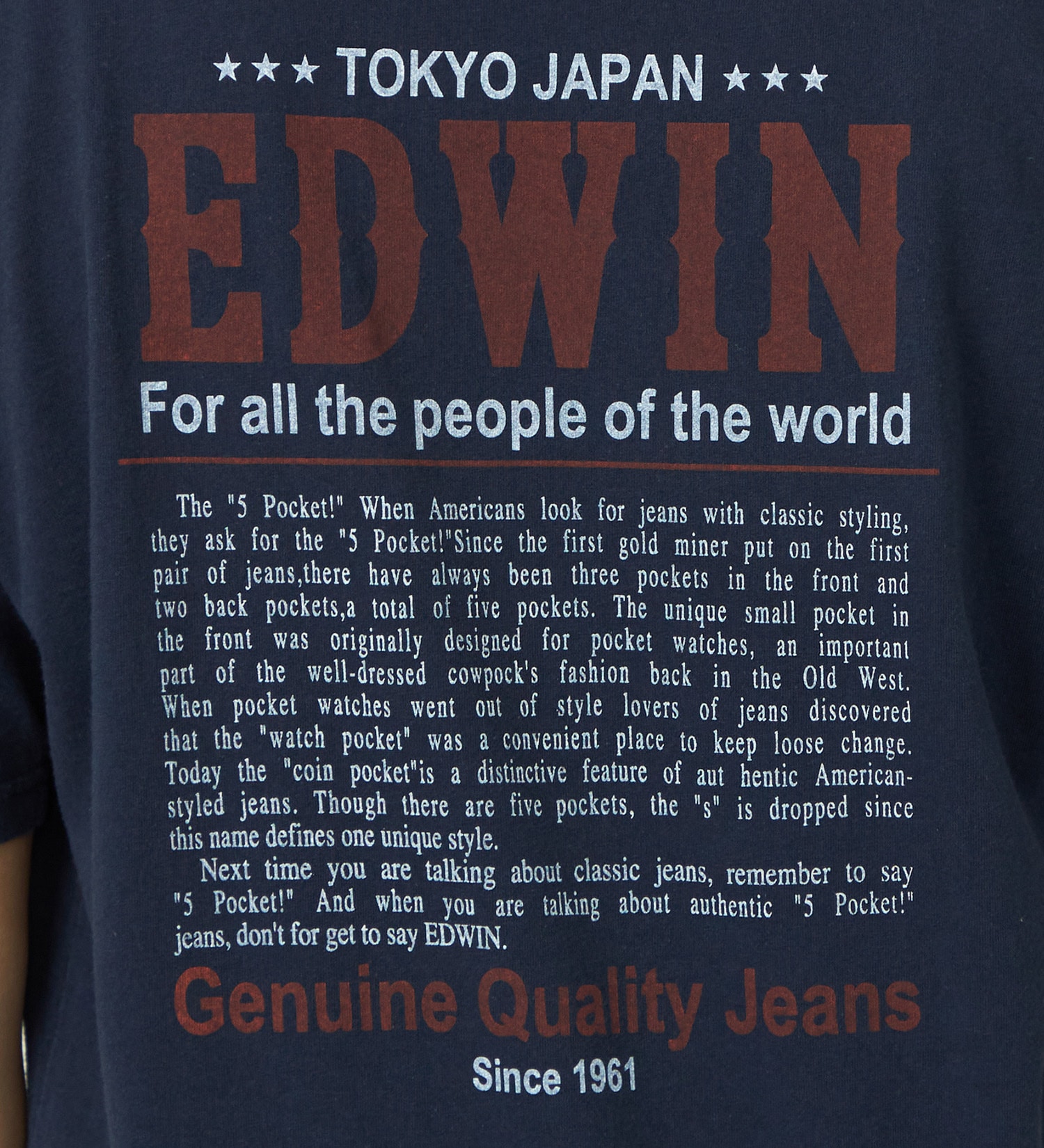 EDWIN(エドウイン)のバックプリントTシャツ【アウトレット店舗・WEB限定】|トップス/Tシャツ/カットソー/メンズ|ネイビー