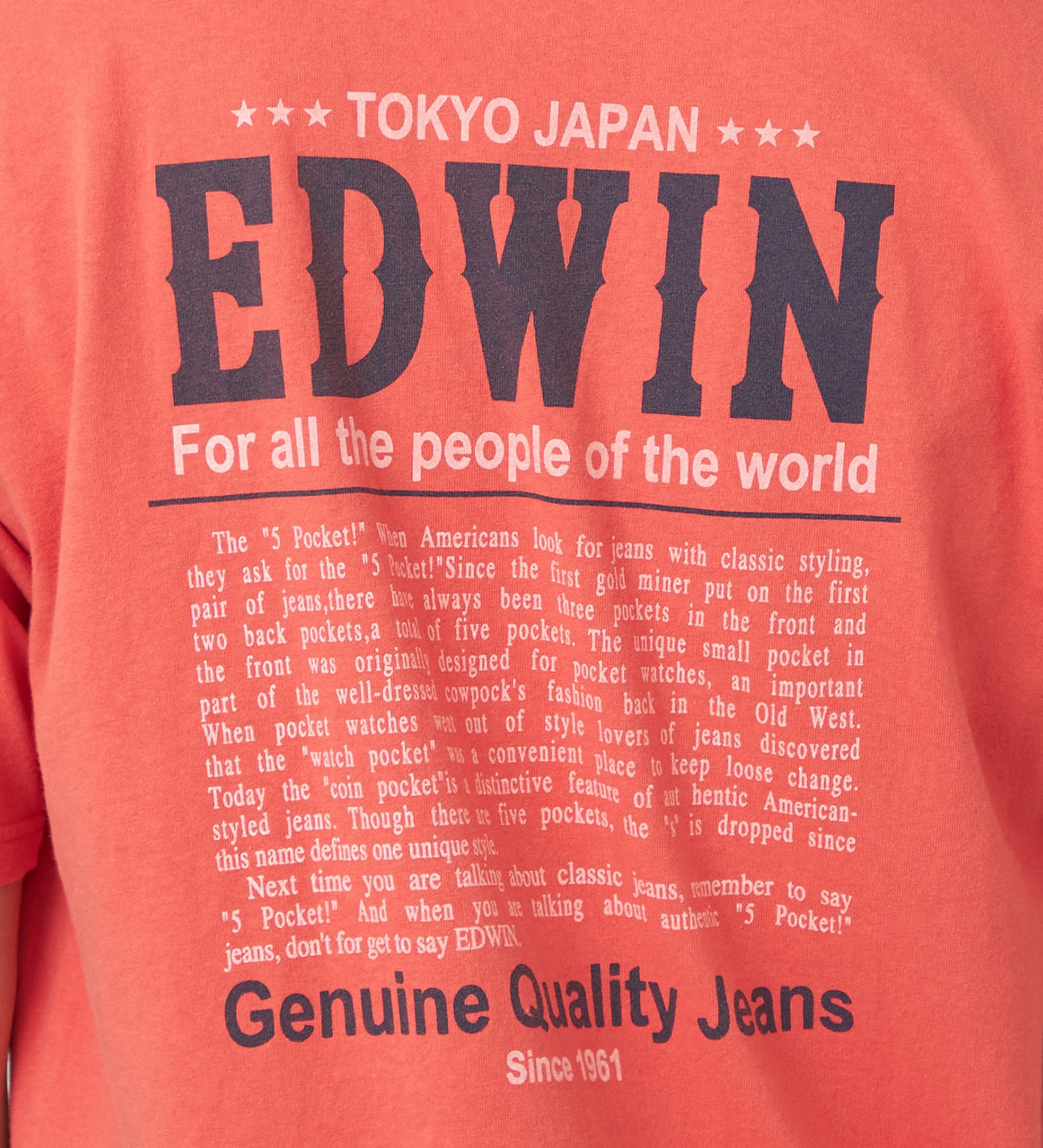 EDWIN(エドウイン)のバックプリントTシャツ【アウトレット店舗・WEB限定】|トップス/Tシャツ/カットソー/メンズ|オレンジ