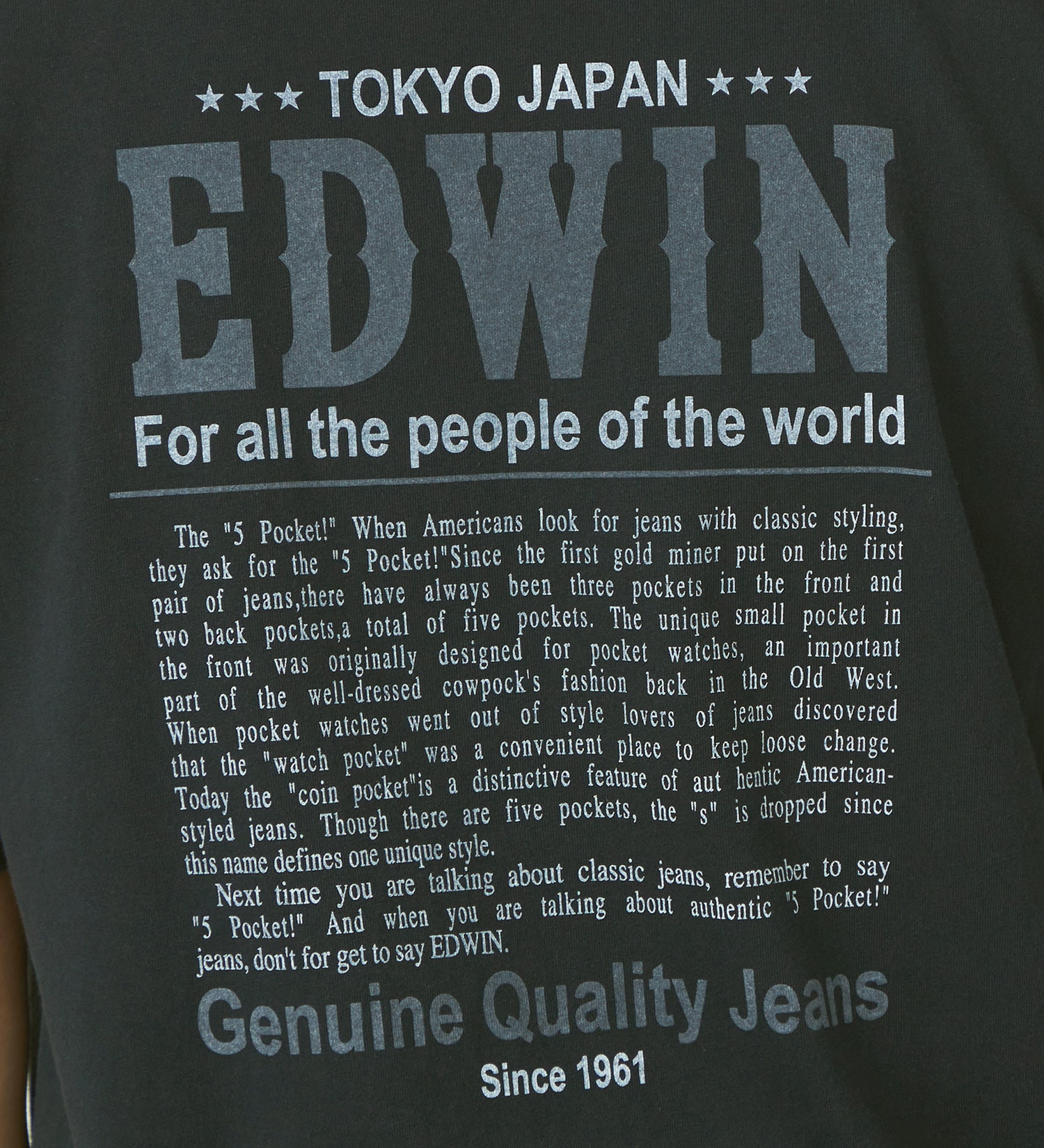 EDWIN(エドウイン)のバックプリントTシャツ【アウトレット店舗・WEB限定】|トップス/Tシャツ/カットソー/メンズ|ブラック