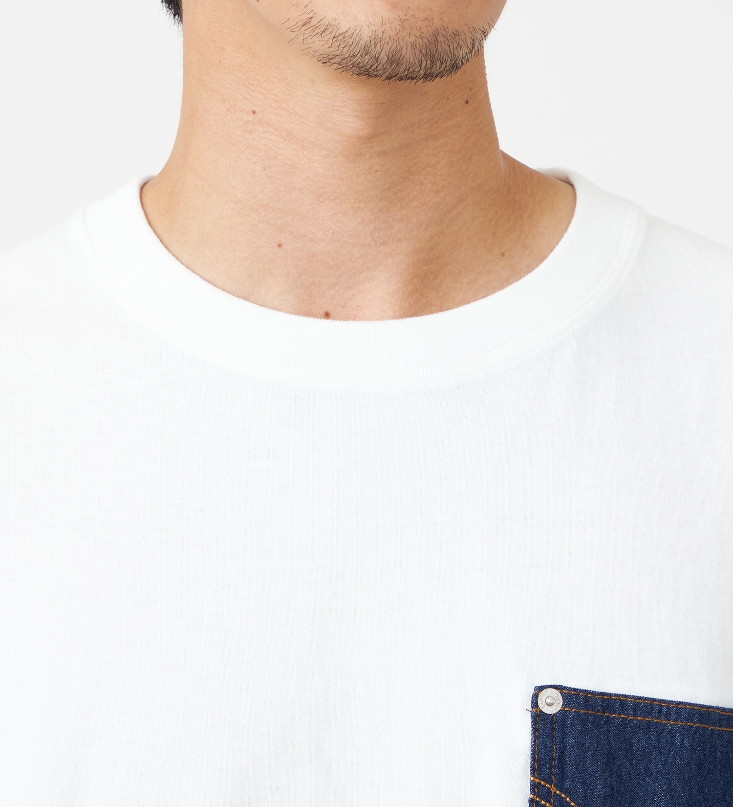 EDWIN(エドウイン)のデニムポケット長袖Tシャツ【アウトレット店舗・WEB限定】|トップス/Tシャツ/カットソー/メンズ|ホワイト