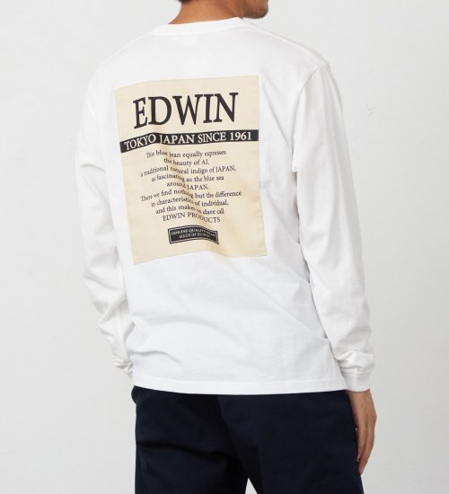 EDWIN(エドウイン)のバック刺繍プリントTシャツ 長袖【アウトレット店舗・WEB限定】|トップス/Tシャツ/カットソー/メンズ|ホワイト
