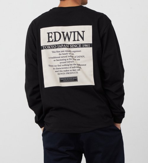 EDWIN(エドウイン)のバック刺繍プリントTシャツ 長袖【アウトレット店舗・WEB限定】|トップス/Tシャツ/カットソー/メンズ|ブラック