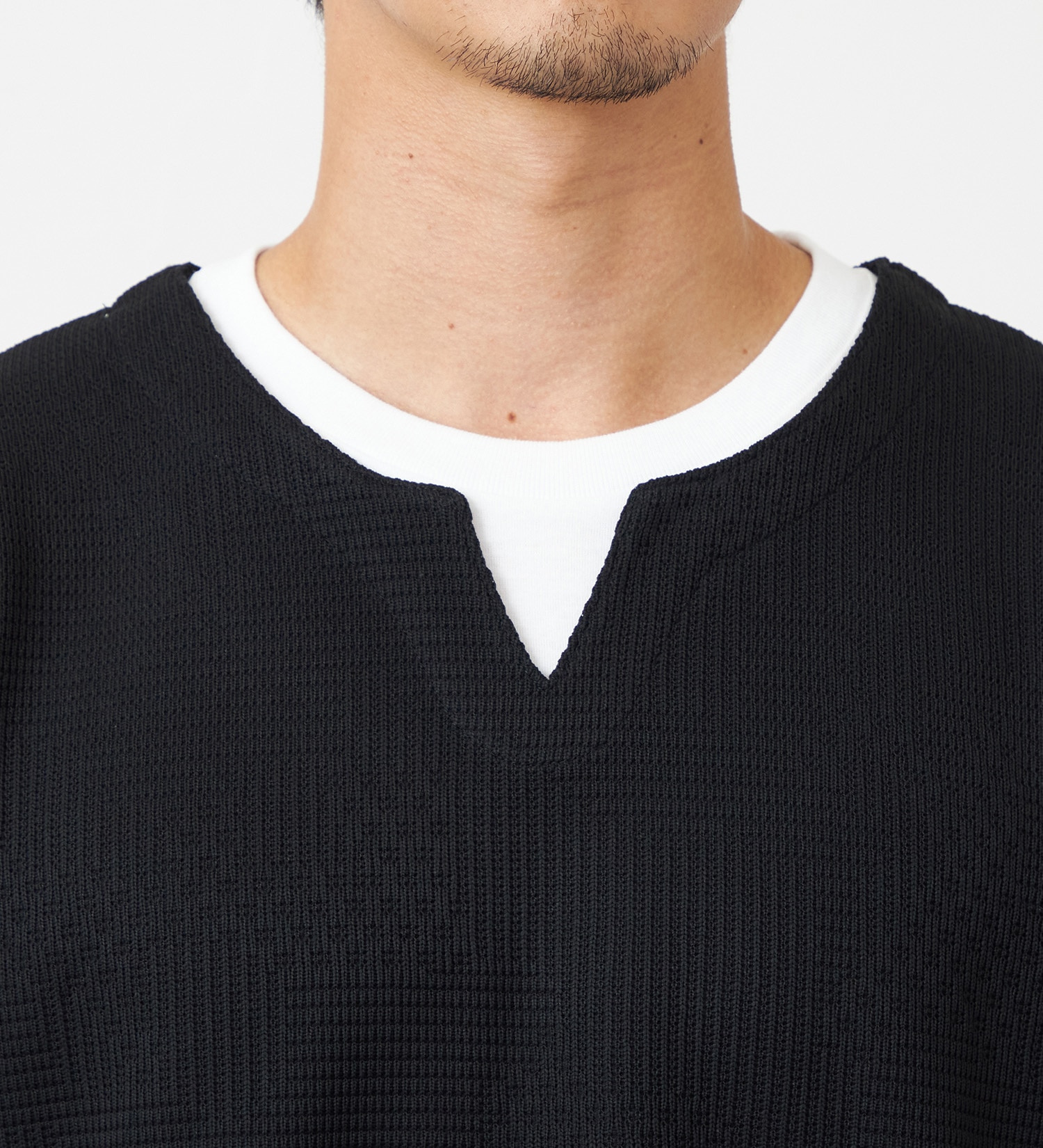 EDWIN(エドウイン)のフェイクレイヤード長袖Tシャツ【アウトレット店舗・WEB限定】|トップス/Tシャツ/カットソー/メンズ|ブラック