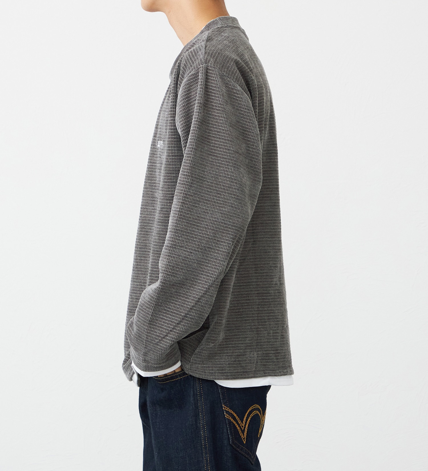 EDWIN(エドウイン)のフェイクレイヤードビック長袖Tシャツ【アウトレット店舗・WEB限定】|トップス/Tシャツ/カットソー/メンズ|グレー
