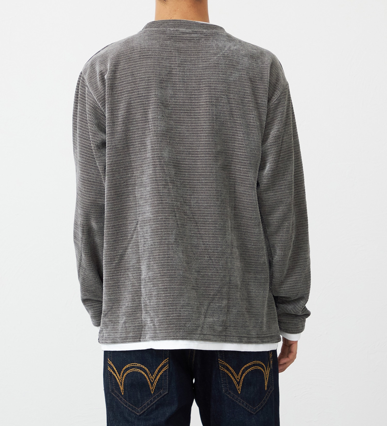 EDWIN(エドウイン)のフェイクレイヤードビック長袖Tシャツ【アウトレット店舗・WEB限定】|トップス/Tシャツ/カットソー/メンズ|グレー