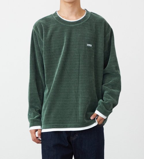 EDWIN(エドウイン)のフェイクレイヤードビック長袖Tシャツ【アウトレット店舗・WEB限定】|トップス/Tシャツ/カットソー/メンズ|グリーン