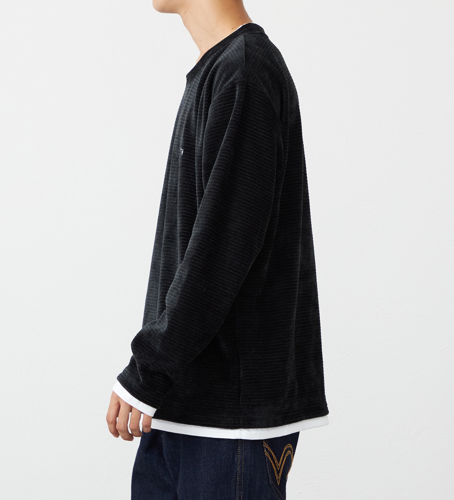 EDWIN(エドウイン)のフェイクレイヤードビック長袖Tシャツ【アウトレット店舗・WEB限定】|トップス/Tシャツ/カットソー/メンズ|ブラック