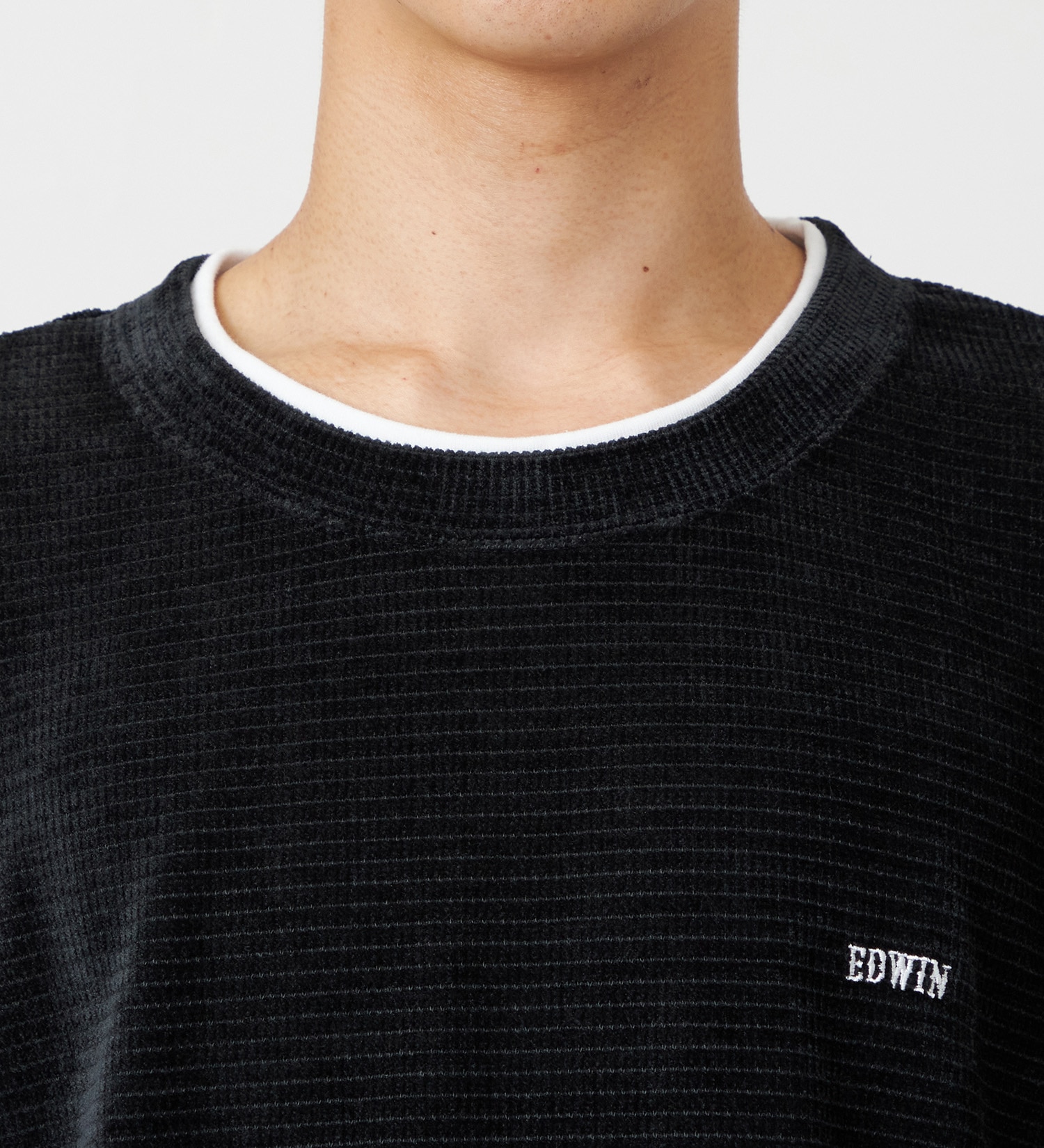 EDWIN(エドウイン)のフェイクレイヤードビック長袖Tシャツ【アウトレット店舗・WEB限定】|トップス/Tシャツ/カットソー/メンズ|ブラック
