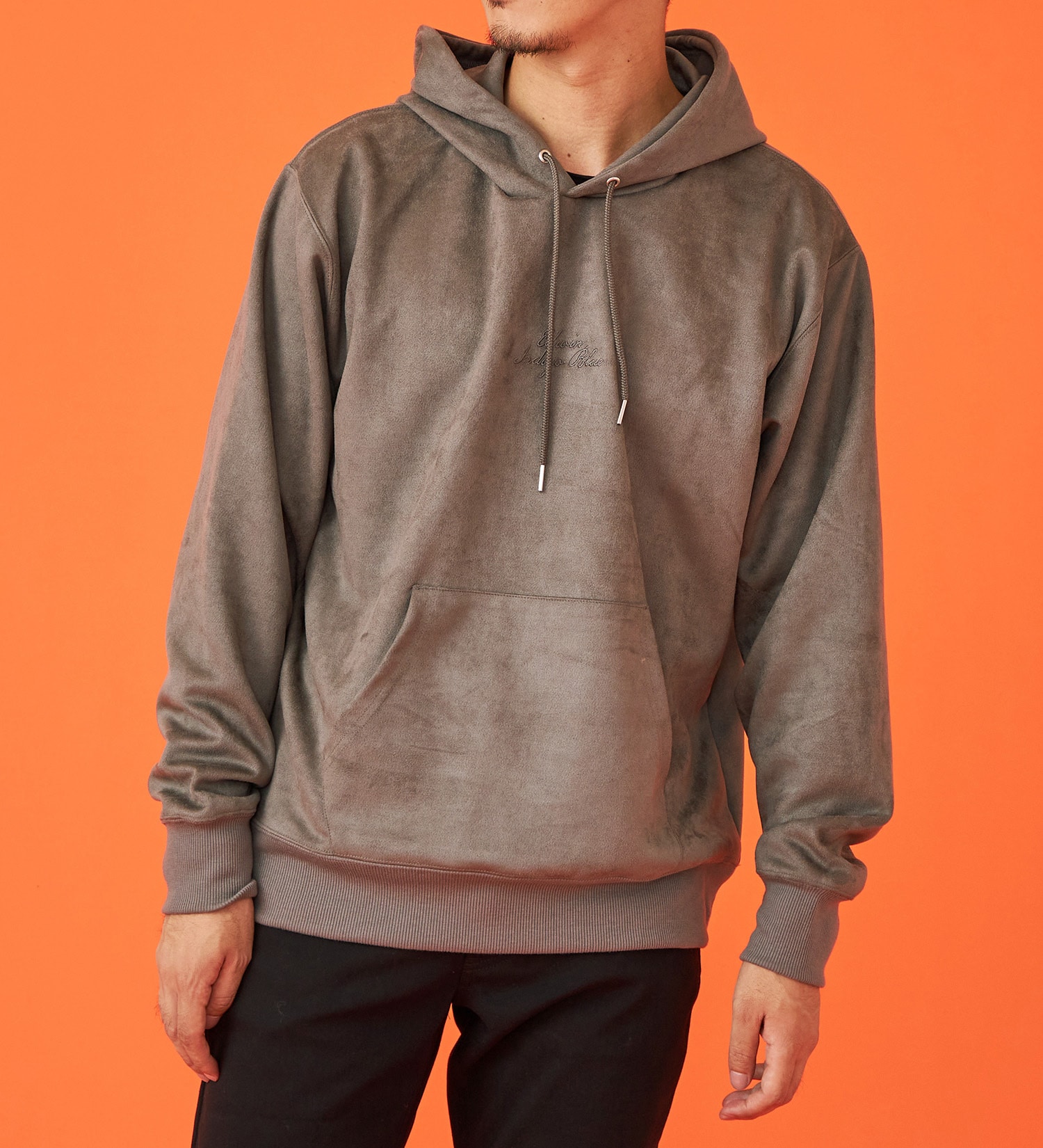 EDWIN(エドウイン)のフェイクスエードフード付きパーカー【アウトレット店舗・WEB限定】|トップス/パーカー/メンズ|グレー