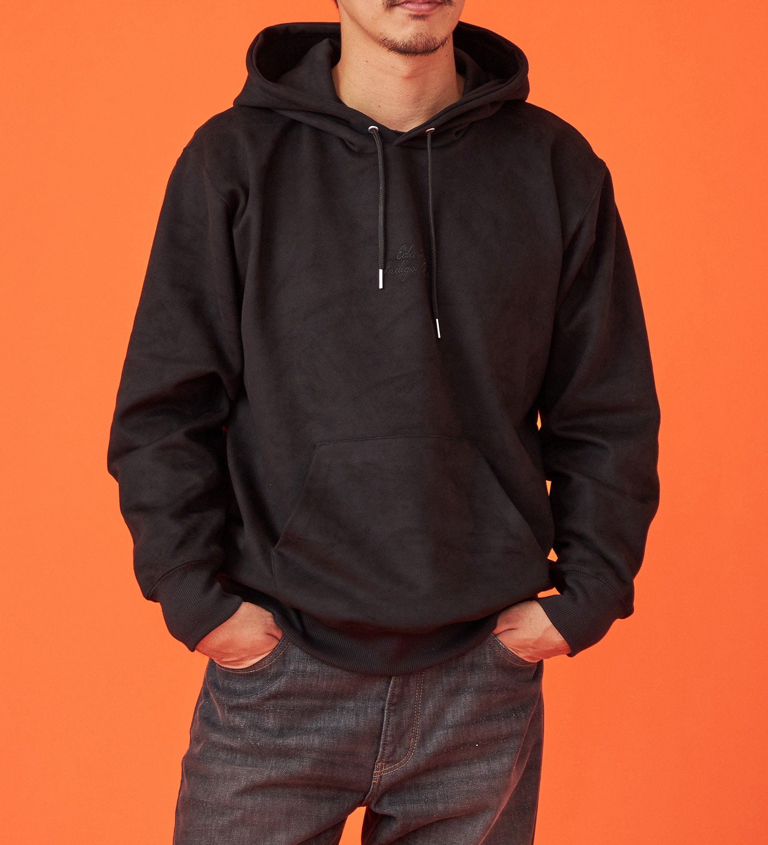 EDWIN(エドウイン)のフェイクスエードフード付きパーカー【アウトレット店舗・WEB限定】|トップス/パーカー/メンズ|ブラック