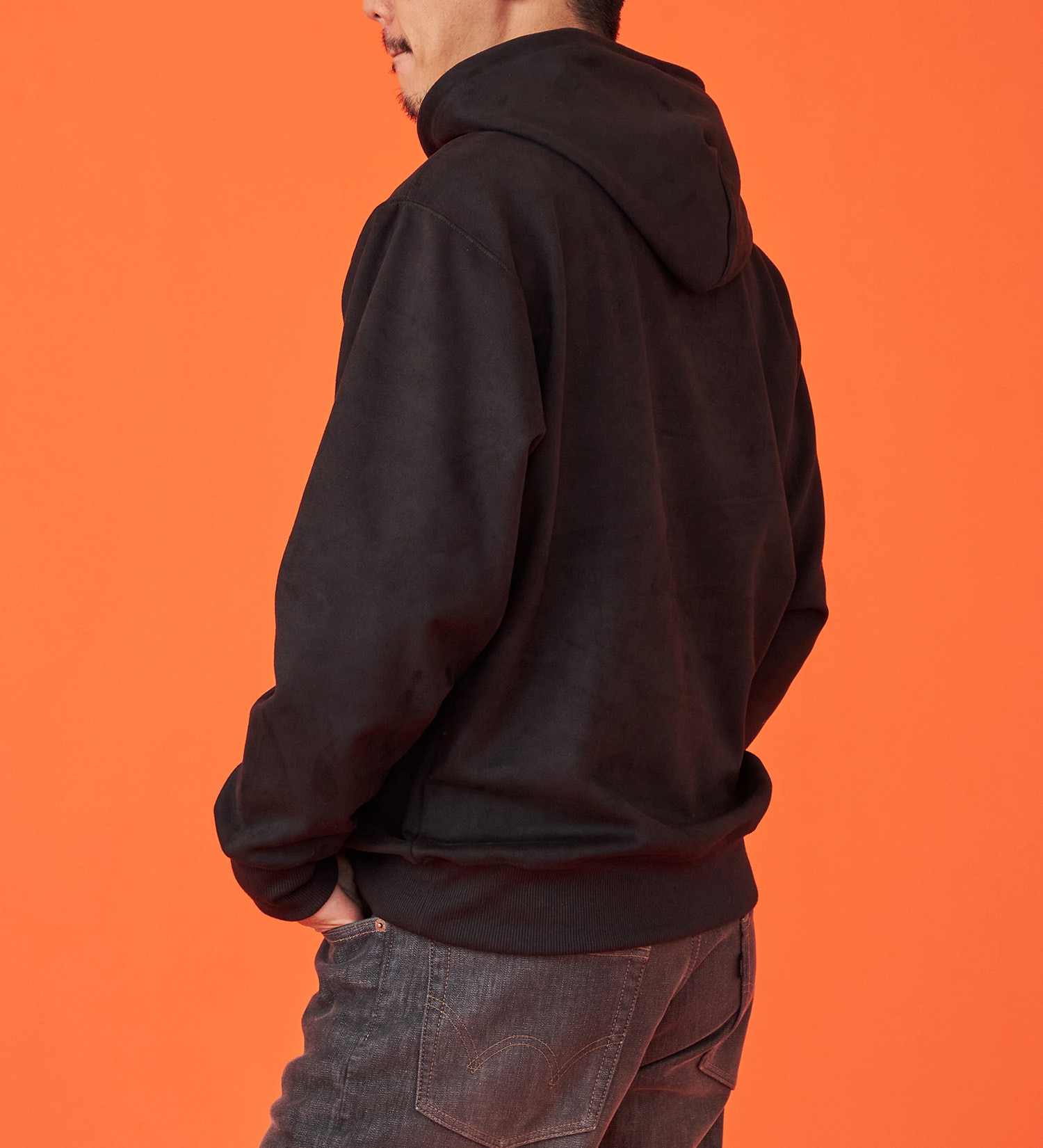 EDWIN(エドウイン)のフェイクスエードフード付きパーカー【アウトレット店舗・WEB限定】|トップス/パーカー/メンズ|ブラック