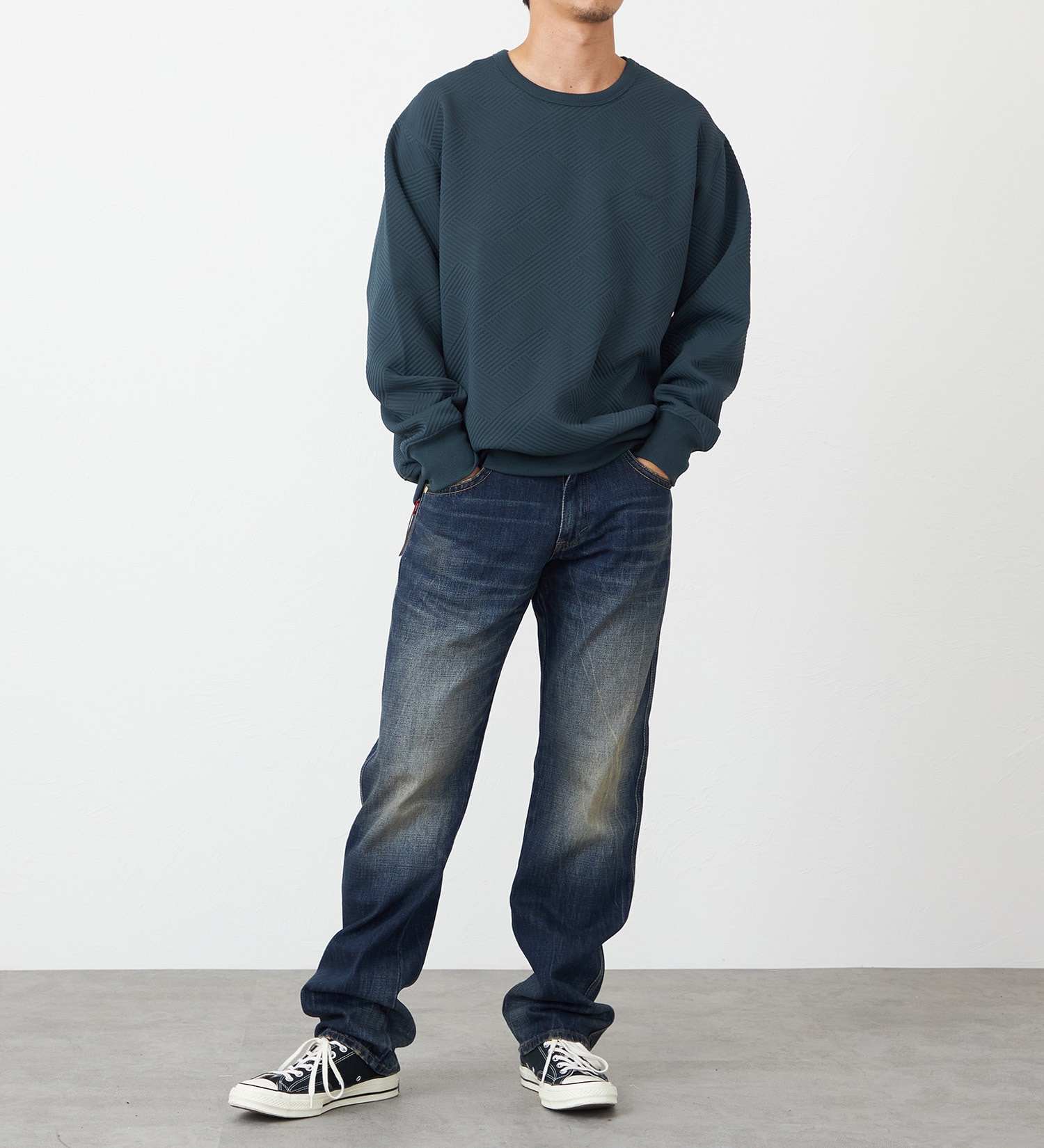EDWIN(エドウイン)のジャガードスウェット【アウトレット店舗・WEB限定】|トップス/スウェット/メンズ|ネイビー