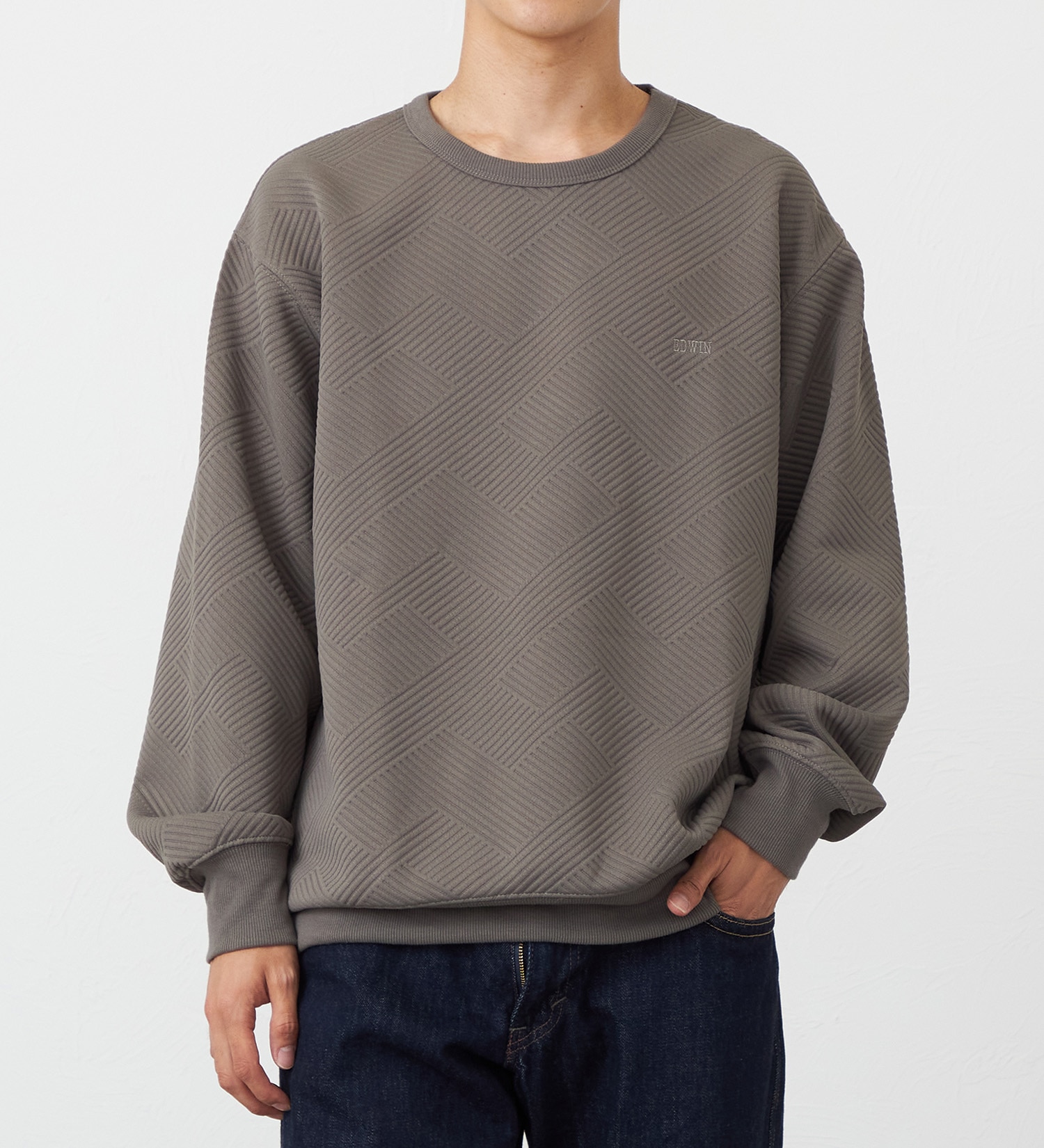 EDWIN(エドウイン)のジャガードスウェット【アウトレット店舗・WEB限定】|トップス/スウェット/メンズ|カーキ