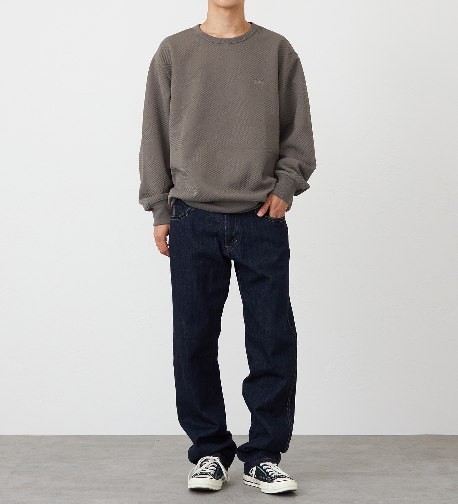 EDWIN(エドウイン)のジャガードスウェット【アウトレット店舗・WEB限定】|トップス/スウェット/メンズ|カーキ