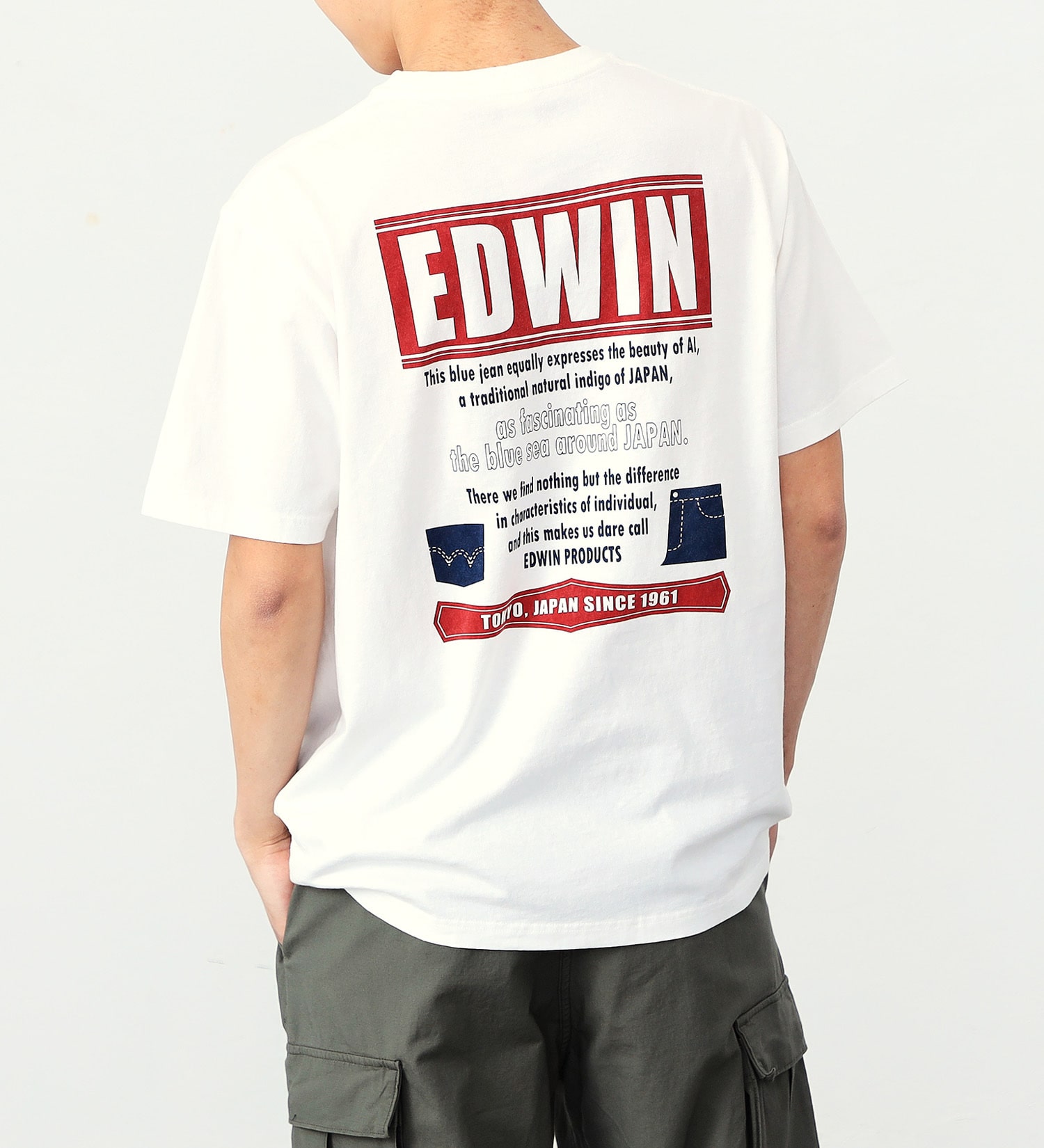 EDWIN(エドウイン)のバックプリントTシャツ【半袖】【アウトレット店舗・WEB限定】|トップス/Tシャツ/カットソー/メンズ|ホワイト