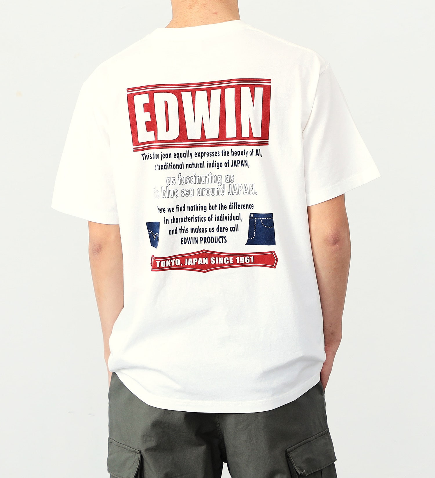 EDWIN(エドウイン)のバックプリントTシャツ【半袖】【アウトレット店舗・WEB限定】|トップス/Tシャツ/カットソー/メンズ|ホワイト