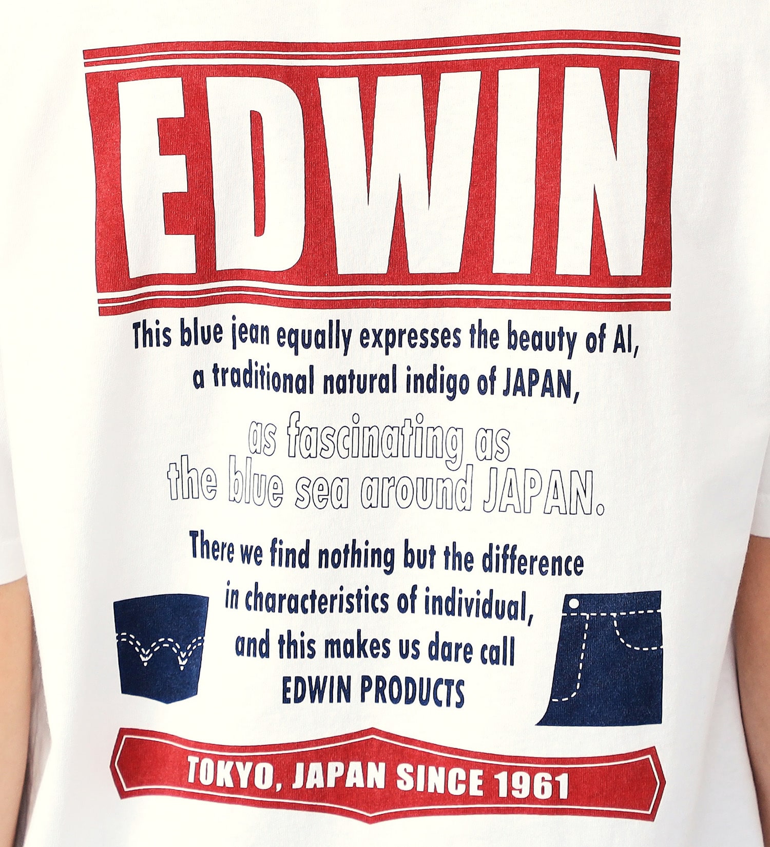 EDWIN(エドウイン)のバックプリントTシャツ【半袖】【アウトレット店舗・WEB限定】|トップス/Tシャツ/カットソー/メンズ|ホワイト