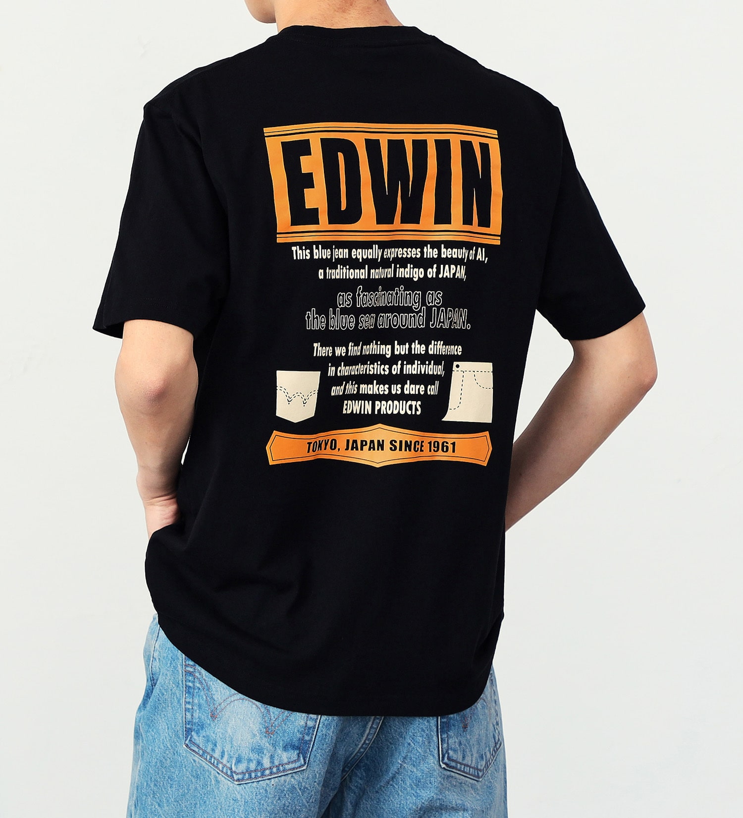 EDWIN(エドウイン)のバックプリントTシャツ【半袖】【アウトレット店舗・WEB限定】|トップス/Tシャツ/カットソー/メンズ|ブラック