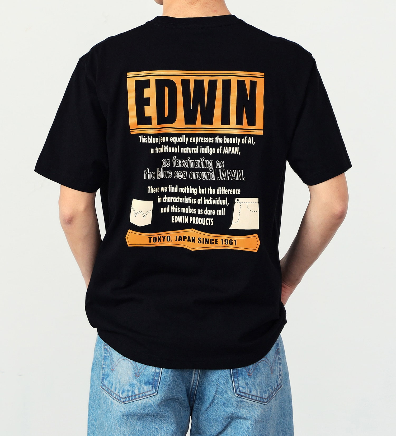 EDWIN(エドウイン)のバックプリントTシャツ【半袖】【アウトレット店舗・WEB限定】|トップス/Tシャツ/カットソー/メンズ|ブラック