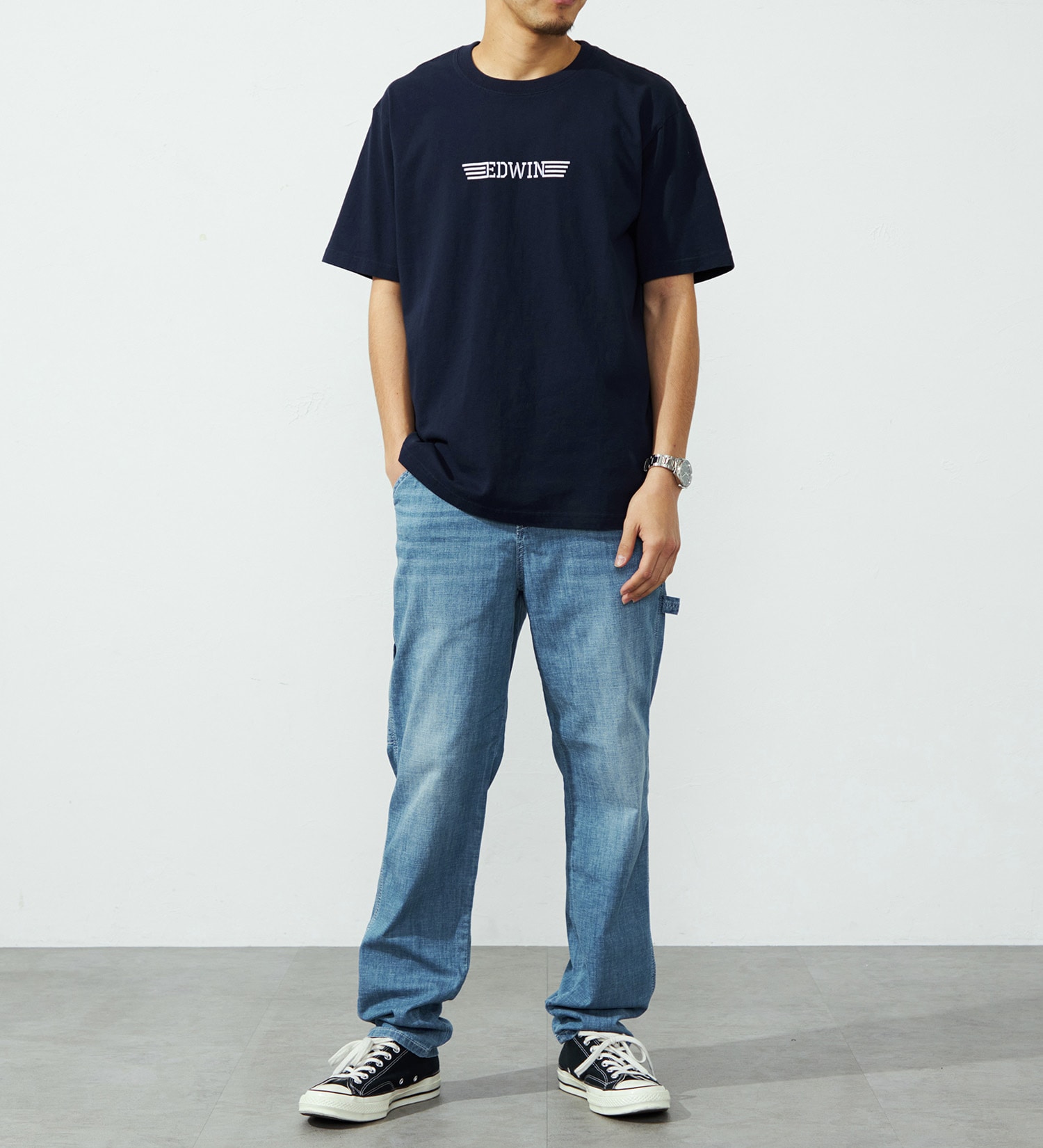 EDWIN(エドウイン)のバックプリントTシャツ【アウトレット店舗・WEB限定】|トップス/Tシャツ/カットソー/メンズ|ネイビー