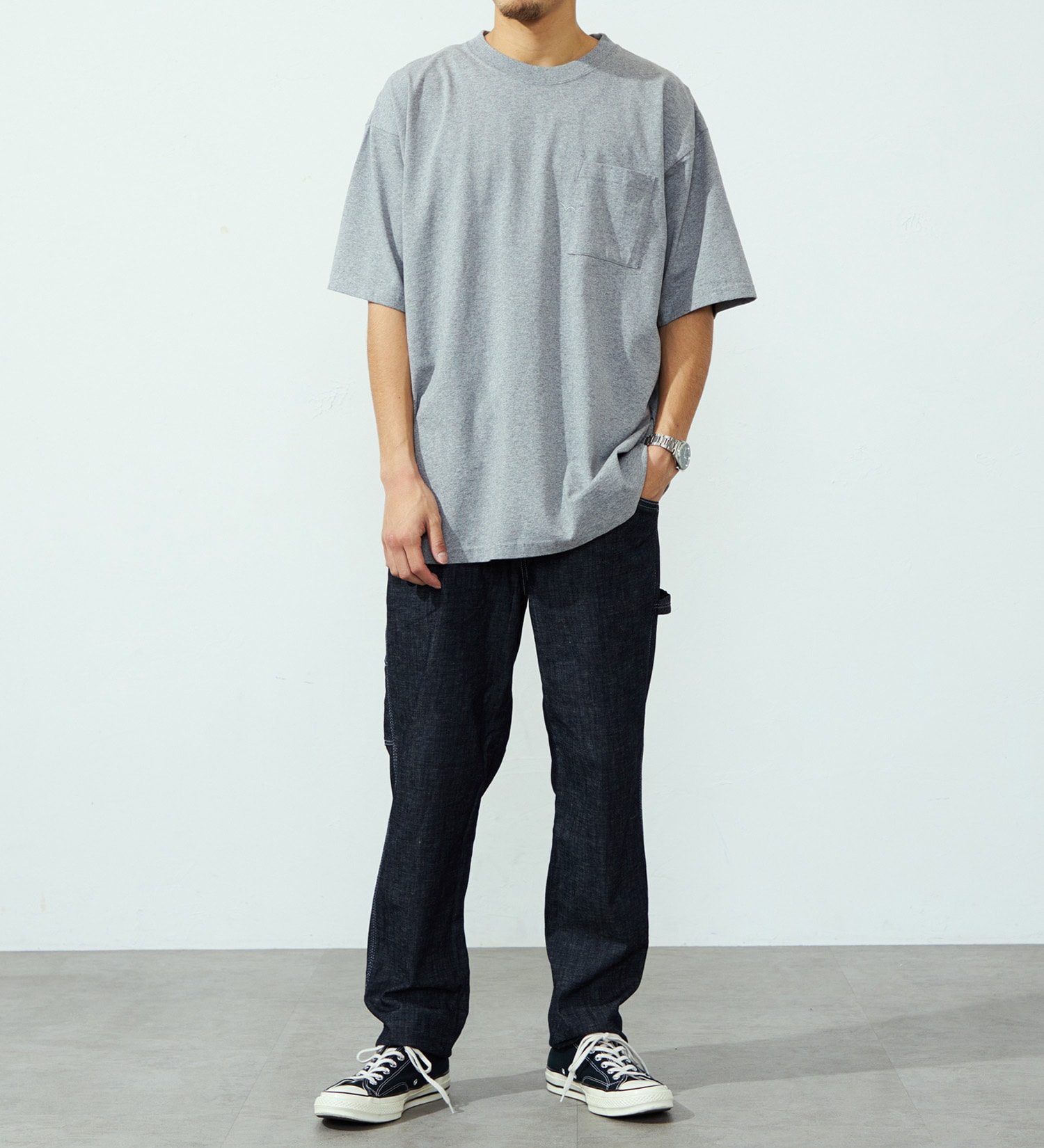 EDWIN(エドウイン)のヘビーウェイトステッチTシャツ【アウトレット店舗・WEB限定】|トップス/Tシャツ/カットソー/メンズ|グレー