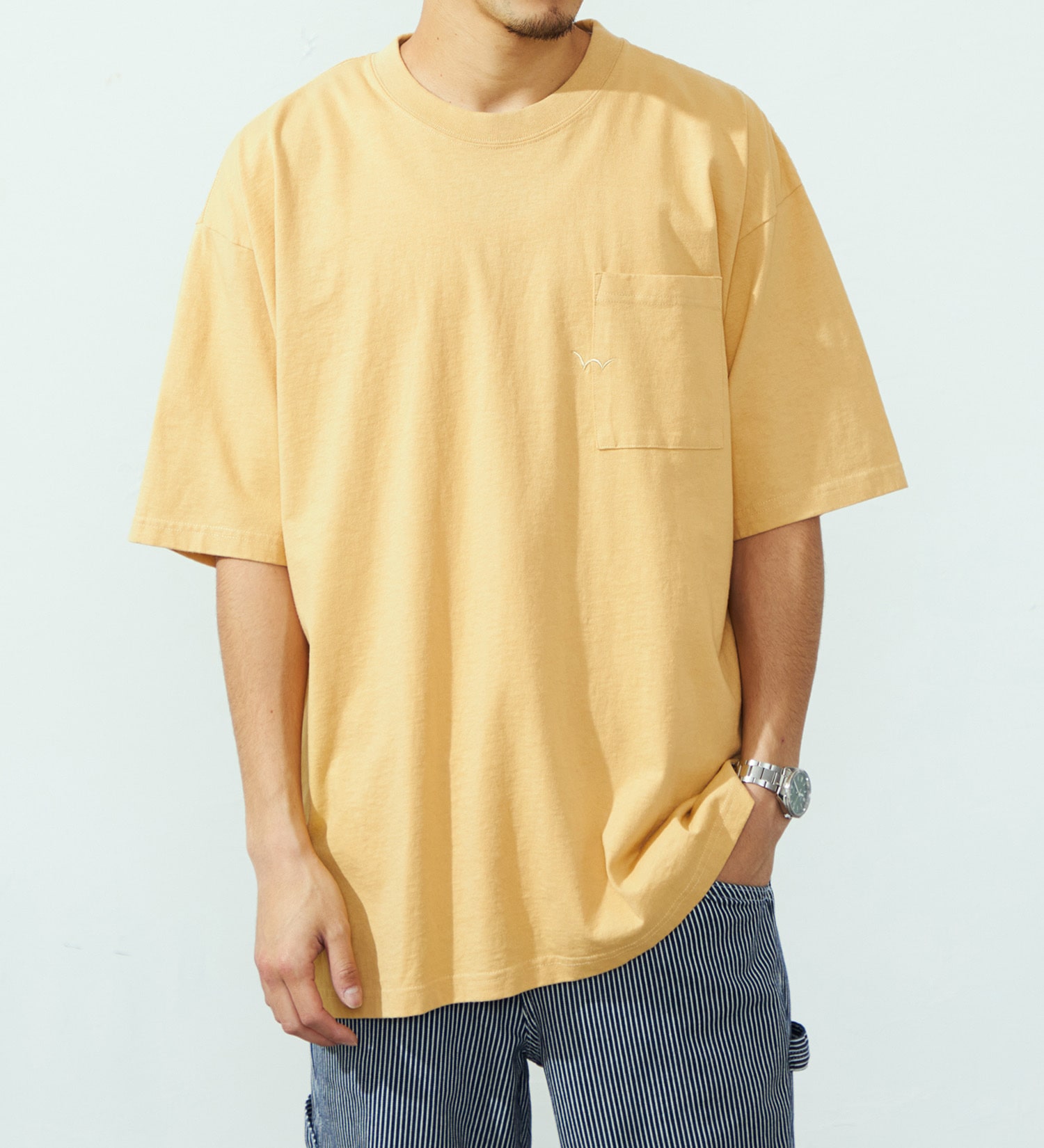 EDWIN(エドウイン)のヘビーウェイトステッチTシャツ【アウトレット店舗・WEB限定】|トップス/Tシャツ/カットソー/メンズ|イエロー