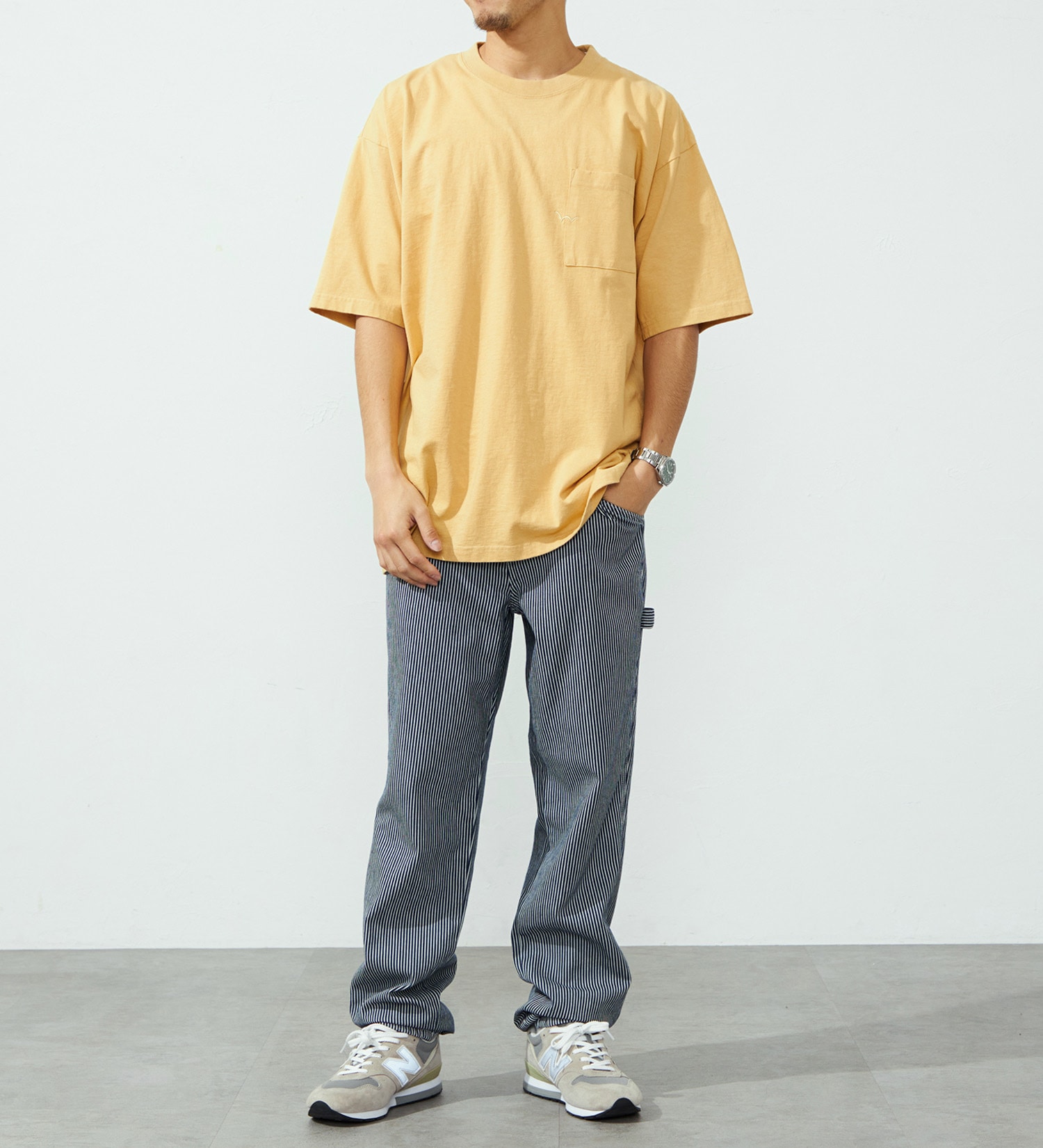 EDWIN(エドウイン)のヘビーウェイトステッチTシャツ【アウトレット店舗・WEB限定】|トップス/Tシャツ/カットソー/メンズ|イエロー