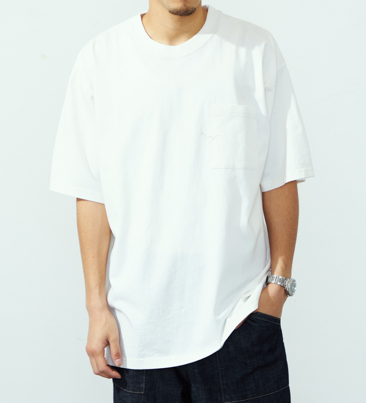 EDWIN(エドウイン)のヘビーウェイトステッチTシャツ【アウトレット店舗・WEB限定】|トップス/Tシャツ/カットソー/メンズ|ホワイト