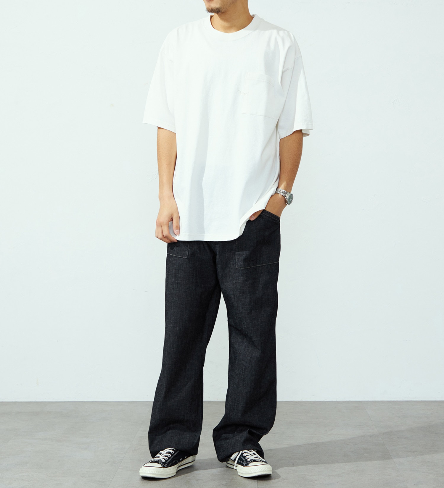 EDWIN(エドウイン)のヘビーウェイトステッチTシャツ【アウトレット店舗・WEB限定】|トップス/Tシャツ/カットソー/メンズ|ホワイト