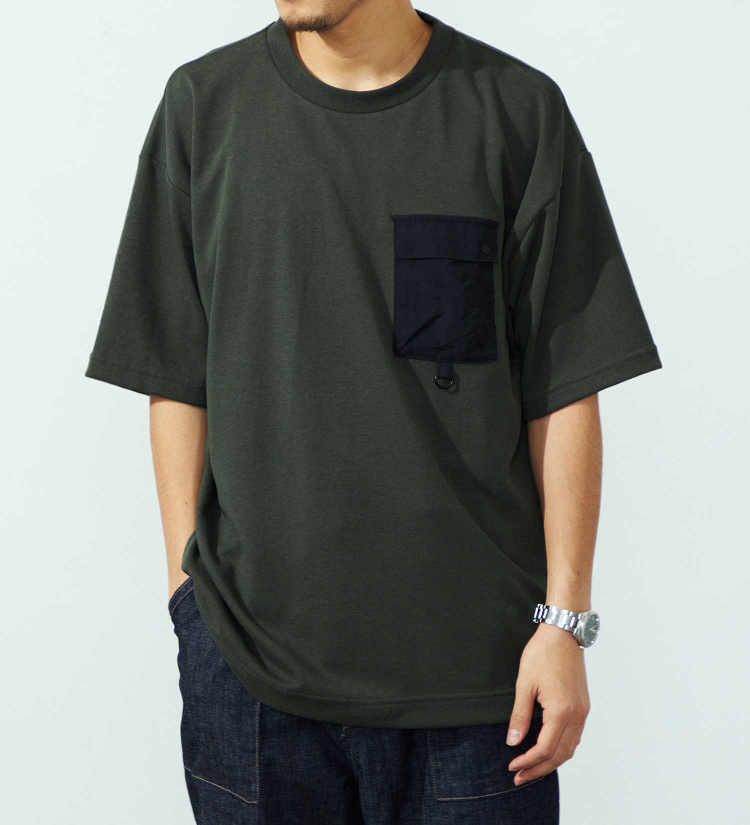 EDWIN(エドウイン)のドローストリングポケットTシャツ【アウトレット店舗・WEB限定】|トップス/Tシャツ/カットソー/メンズ|カーキ