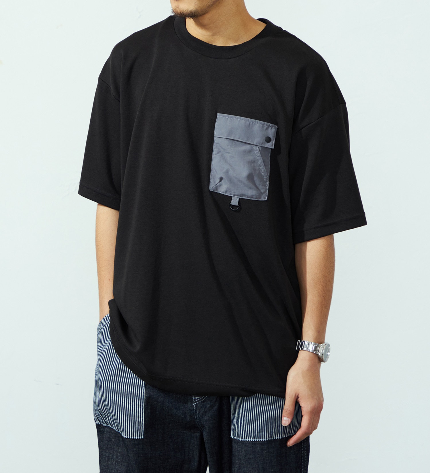 EDWIN(エドウイン)のドローストリングポケットTシャツ【アウトレット店舗・WEB限定】|トップス/Tシャツ/カットソー/メンズ|ブラック