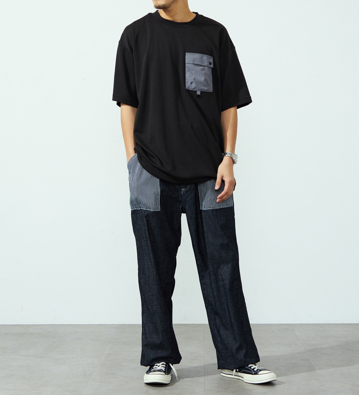 EDWIN(エドウイン)のドローストリングポケットTシャツ【アウトレット店舗・WEB限定】|トップス/Tシャツ/カットソー/メンズ|ブラック