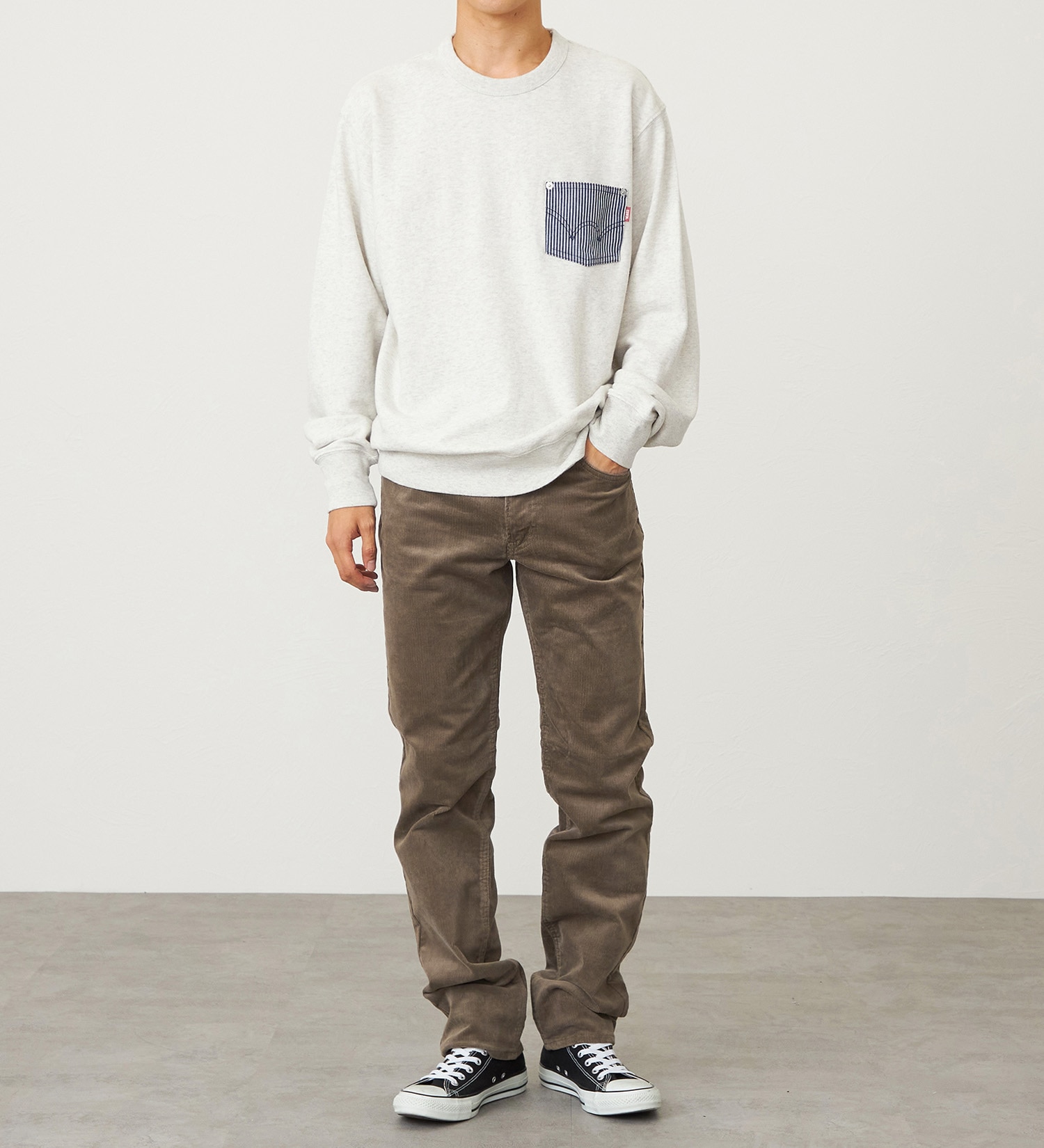 EDWIN(エドウイン)のデニムポケットスウェット【アウトレット店舗・WEB限定】|トップス/スウェット/メンズ|ライトグレー