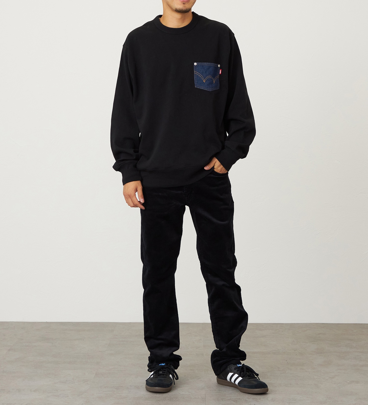 EDWIN(エドウイン)のデニムポケットスウェット【アウトレット店舗・WEB限定】|トップス/スウェット/メンズ|ブラック