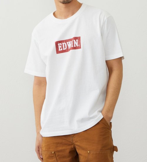 EDWIN(エドウイン)のボックスロゴプリント 半袖Tシャツ【アウトレット店舗・WEB限定商品】|トップス/Tシャツ/カットソー/メンズ|ホワイト