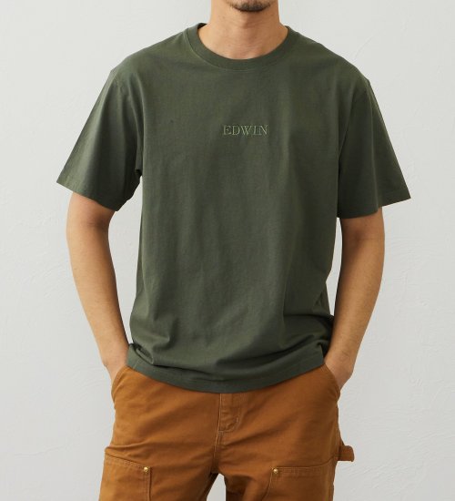 EDWIN(エドウイン)のロゴ刺繍 半袖Tシャツ【アウトレット店舗・WEB限定商品】|トップス/Tシャツ/カットソー/メンズ|カーキ