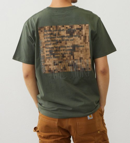 EDWIN(エドウイン)のバックプリント 半袖Tシャツ【アウトレット店舗・WEB限定商品】|トップス/Tシャツ/カットソー/メンズ|カーキ