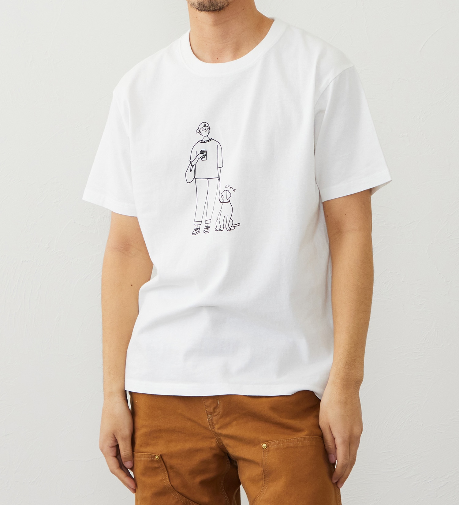 EDWIN(エドウイン)の手書き風ロゴプリント 半袖Tシャツ【アウトレット店舗・WEB限定商品】|トップス/Tシャツ/カットソー/メンズ|ホワイト