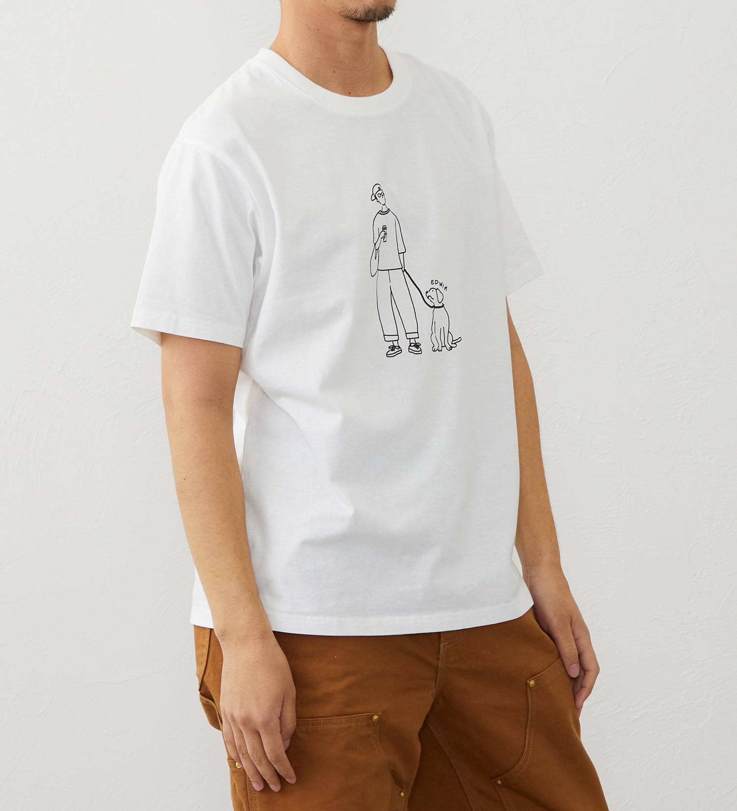 EDWIN(エドウイン)の手書き風ロゴプリント 半袖Tシャツ【アウトレット店舗・WEB限定商品】|トップス/Tシャツ/カットソー/メンズ|ホワイト