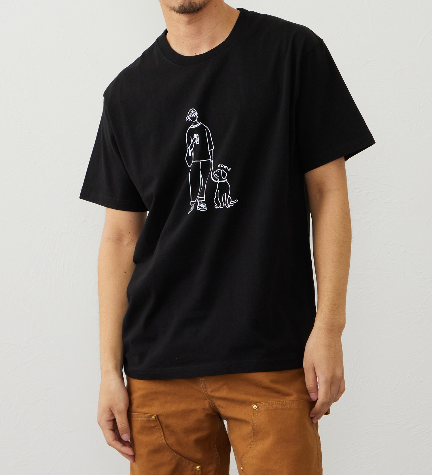 EDWIN(エドウイン)の手書き風ロゴプリント 半袖Tシャツ【アウトレット店舗・WEB限定商品】|トップス/Tシャツ/カットソー/メンズ|ブラック
