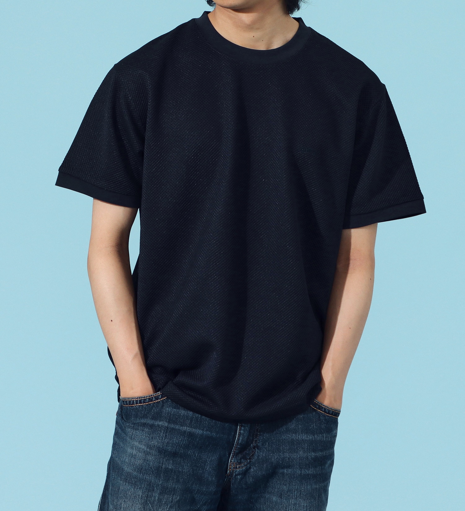 EDWIN(エドウイン)のポリエステル ワッフルTシャツ【アウトレット店舗・WEB限定商品】|トップス/Tシャツ/カットソー/メンズ|ネイビー