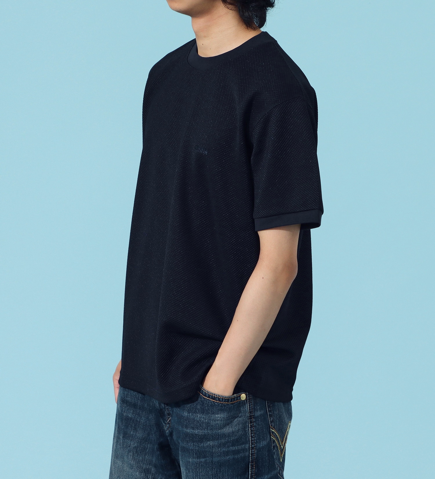 EDWIN(エドウイン)のポリエステル ワッフルTシャツ【アウトレット店舗・WEB限定商品】|トップス/Tシャツ/カットソー/メンズ|ネイビー
