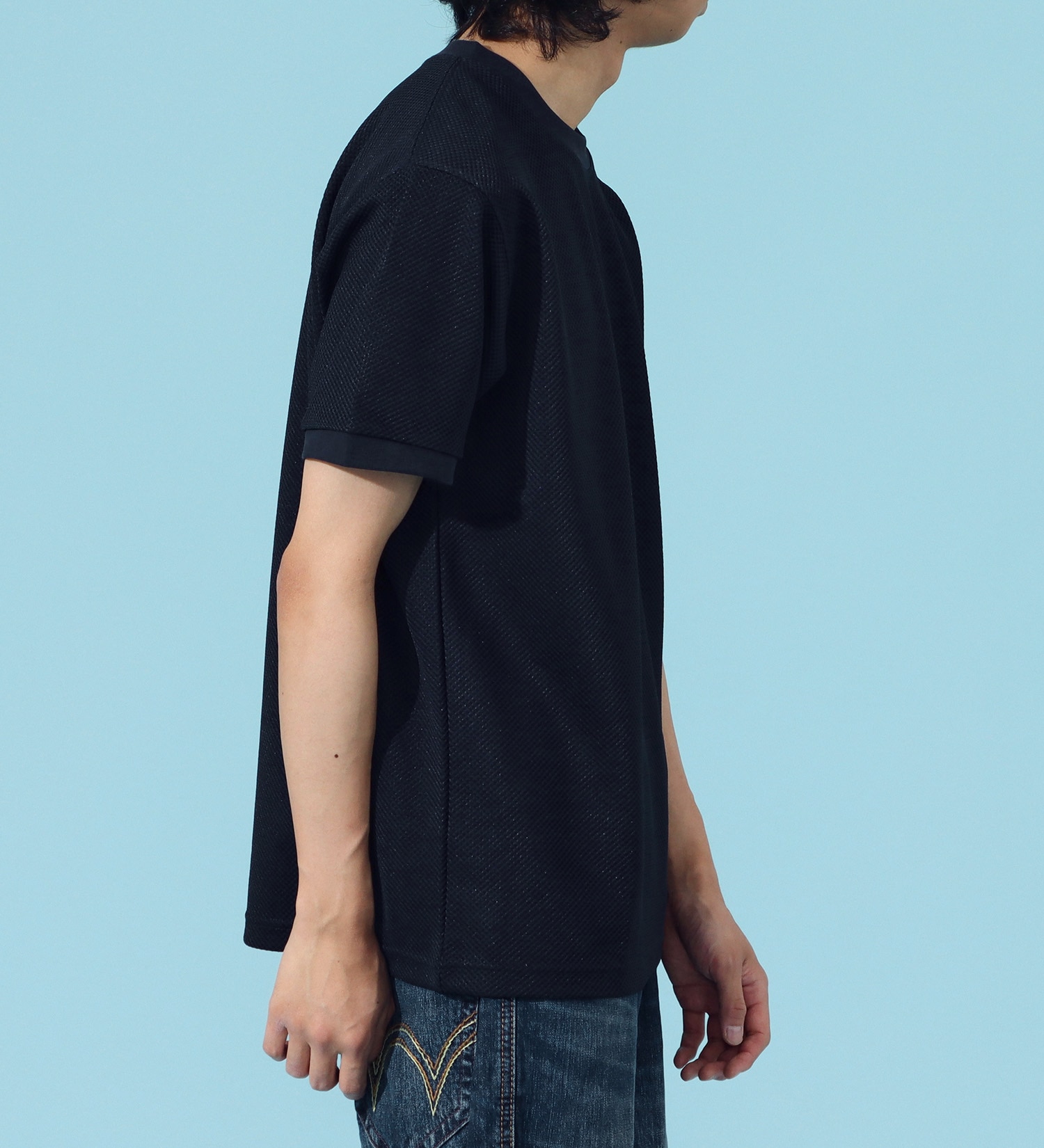 EDWIN(エドウイン)のポリエステル ワッフルTシャツ【アウトレット店舗・WEB限定商品】|トップス/Tシャツ/カットソー/メンズ|ネイビー