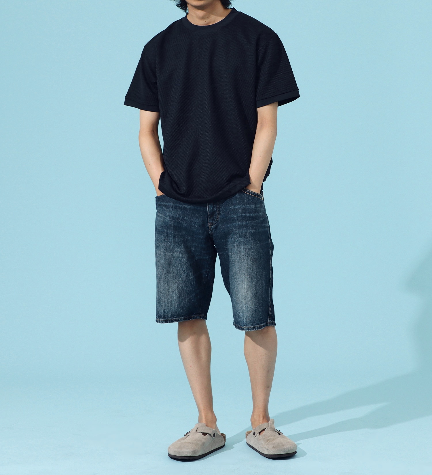 EDWIN(エドウイン)のポリエステル ワッフルTシャツ【アウトレット店舗・WEB限定商品】|トップス/Tシャツ/カットソー/メンズ|ネイビー